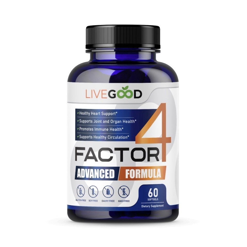 LiveGood Factor 4 Advanced Formula Softgels 60ct EPA DHA Turmeric CoQ10
