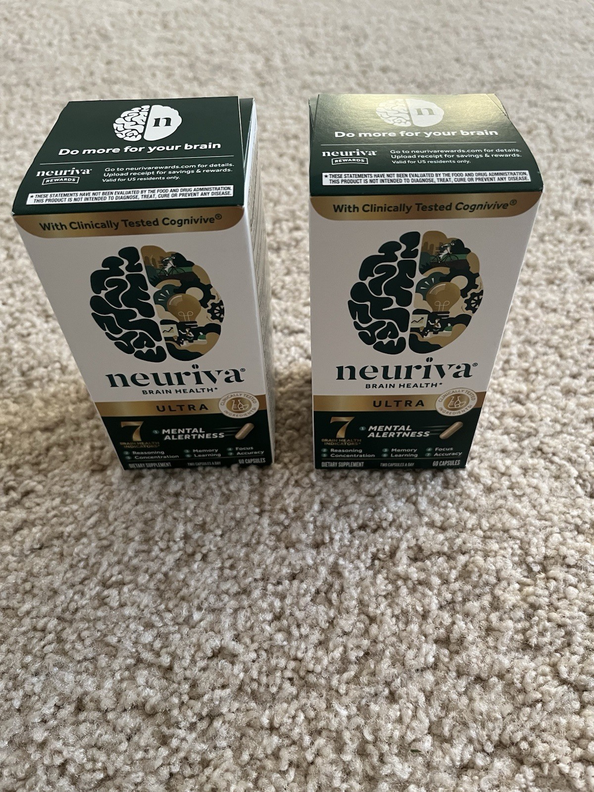 Neuriva Ultra Mental Alertness Dietary Supplement 60 Caps Exp 10/26 (Lot of 2)