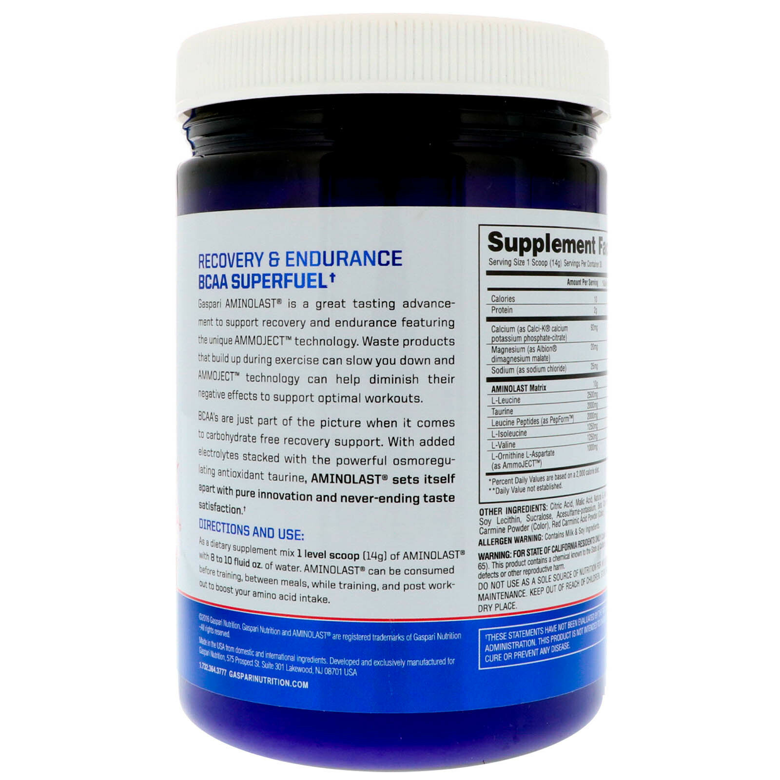 Gaspari Nutrition, Aminolast, Recovery & Endurance BCAA Superfuel, Fruit Punch