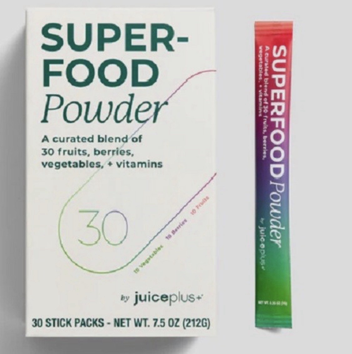 Juice Plus+ Superfood Powder Supplement, 30 Stick Packs, 7.5 oz (212 g)