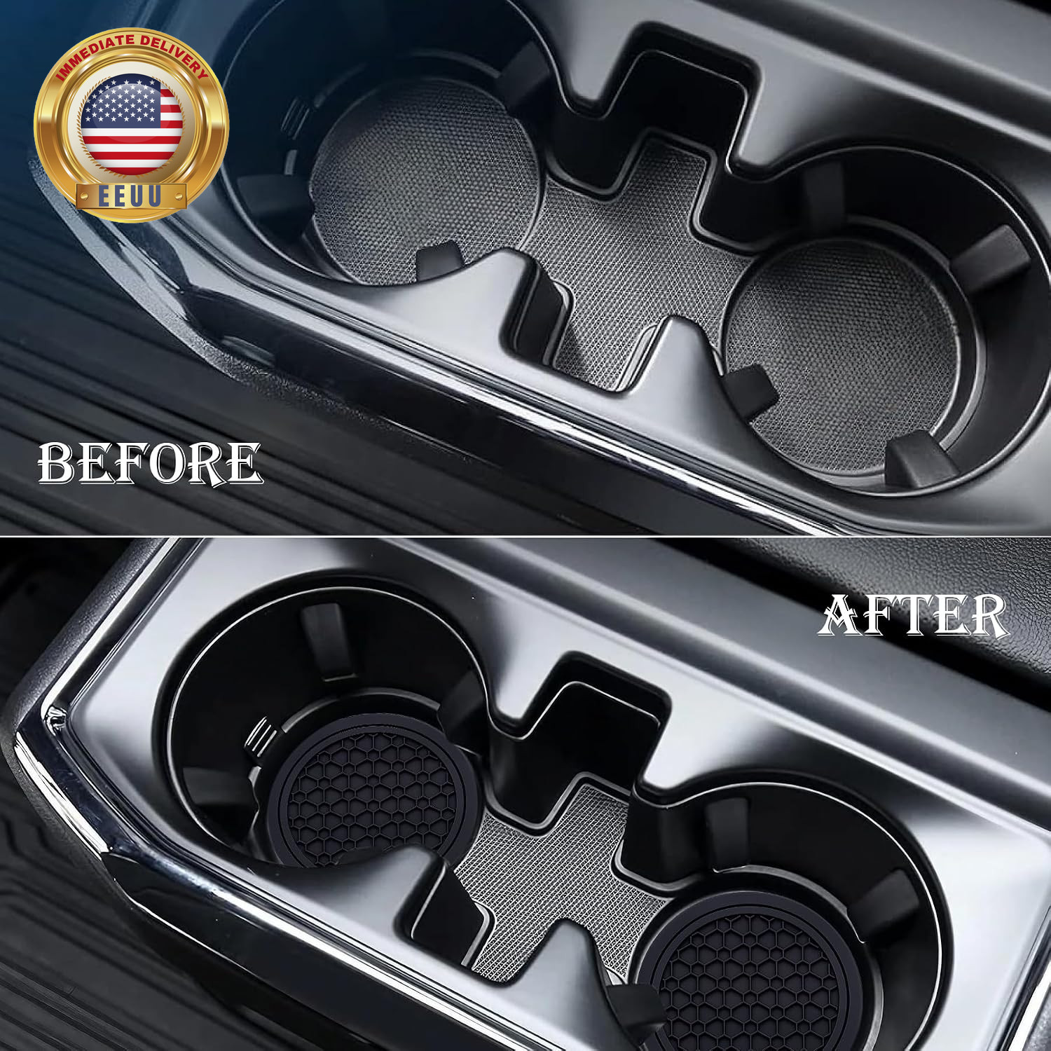 2-Piece Anti-Slip Car Cup Coaster Set – 2.75 Inch Auto Insert Drink Mats, Perfec