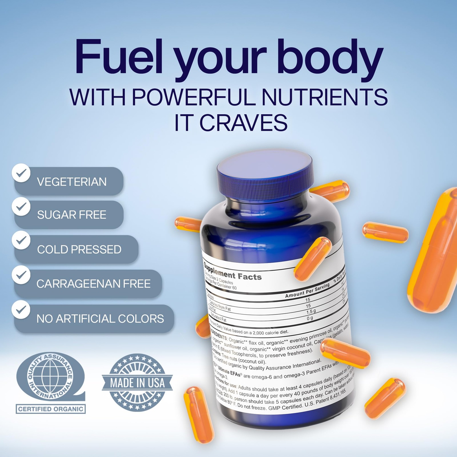 Plant Based Fish Oil Alternative YES Omega 3 & 6 Fatty Acid – Burpless – DHA …