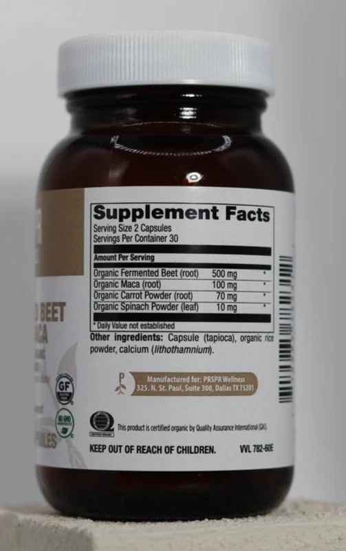 NEW PRSPR Wellness Fermented Beet w/ Maca 60 Vegan Capsules Non-GMO BB US