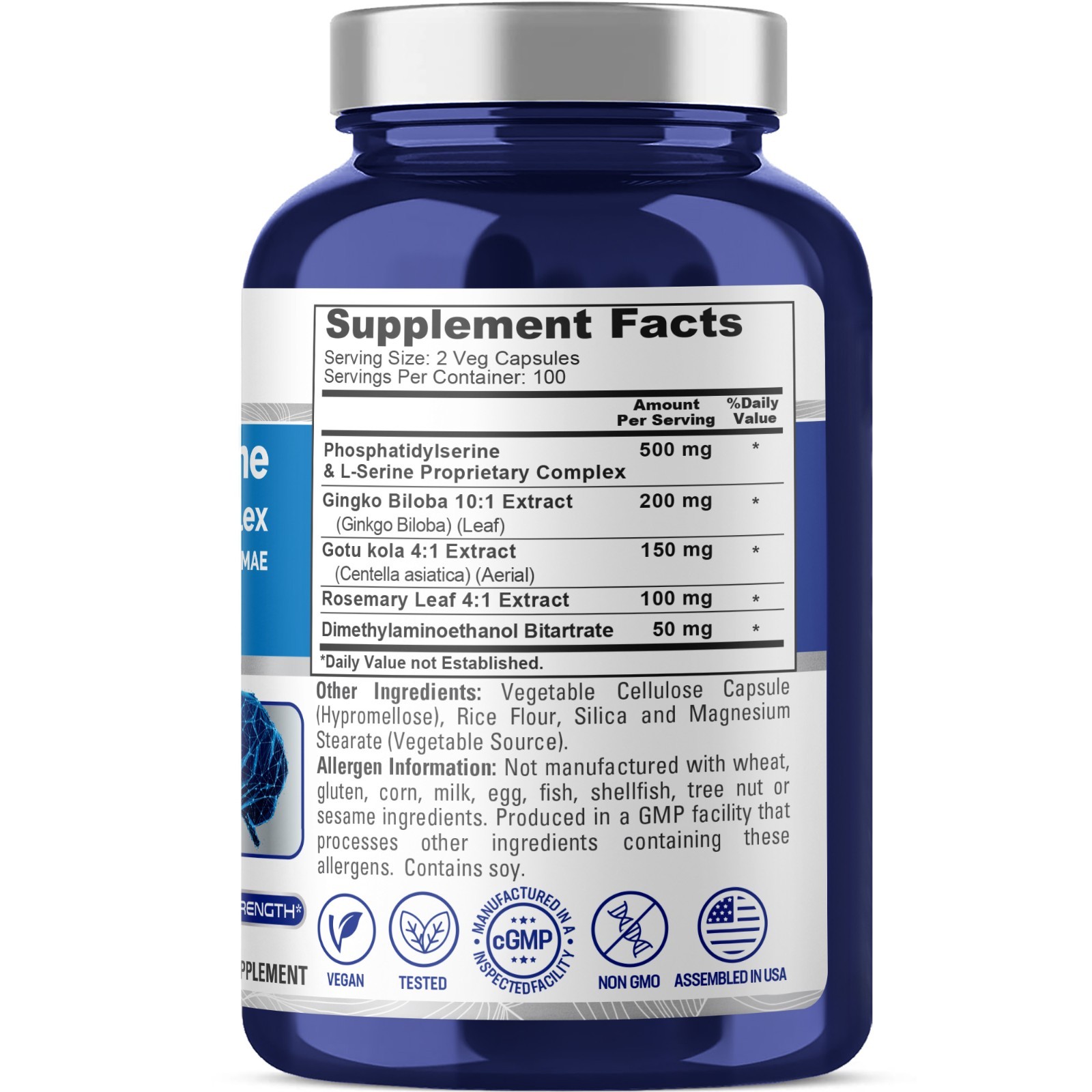 NusaPure Phosphatidylserine Memory Ultimate Complex 1000mg 200 Vegetarian Caps