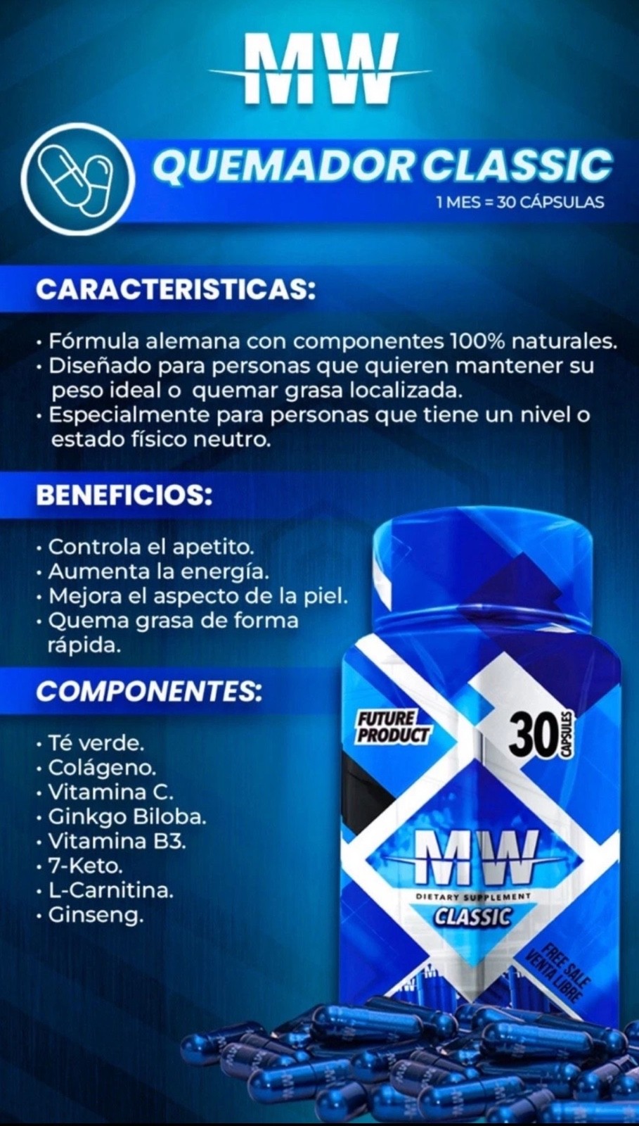 ✅✅ MW CLASSIC + MW GOLD FORMULA FOR MEN & WOMEN WEIGHT LOSS SUPPLEMENT 30 U🔥
