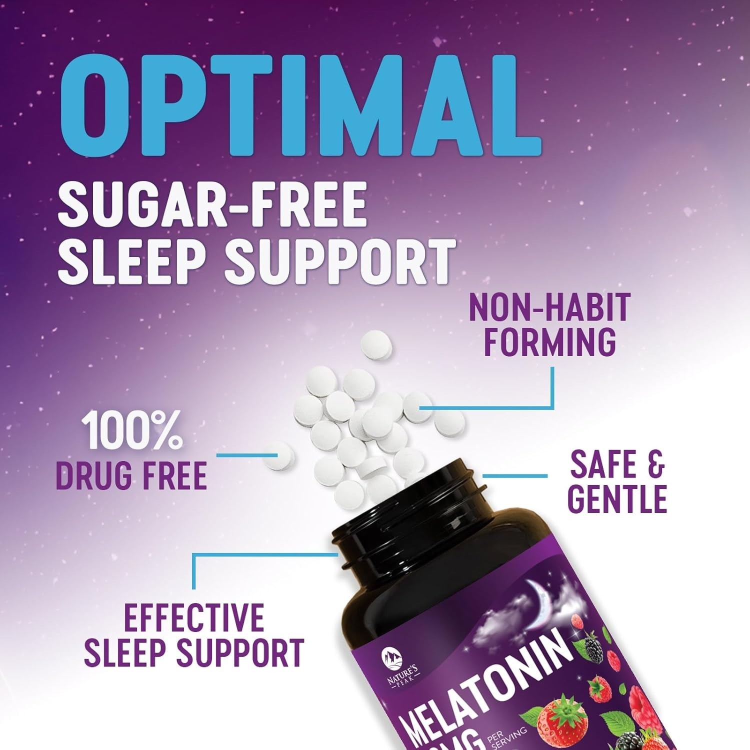 Melatonin 10mg Fast Dissolve Supplements, Sleep Support Supplement for Adults –