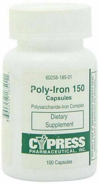 Cypress Poly Iron 150 mg 100 Capsules X 2 BOTTLES