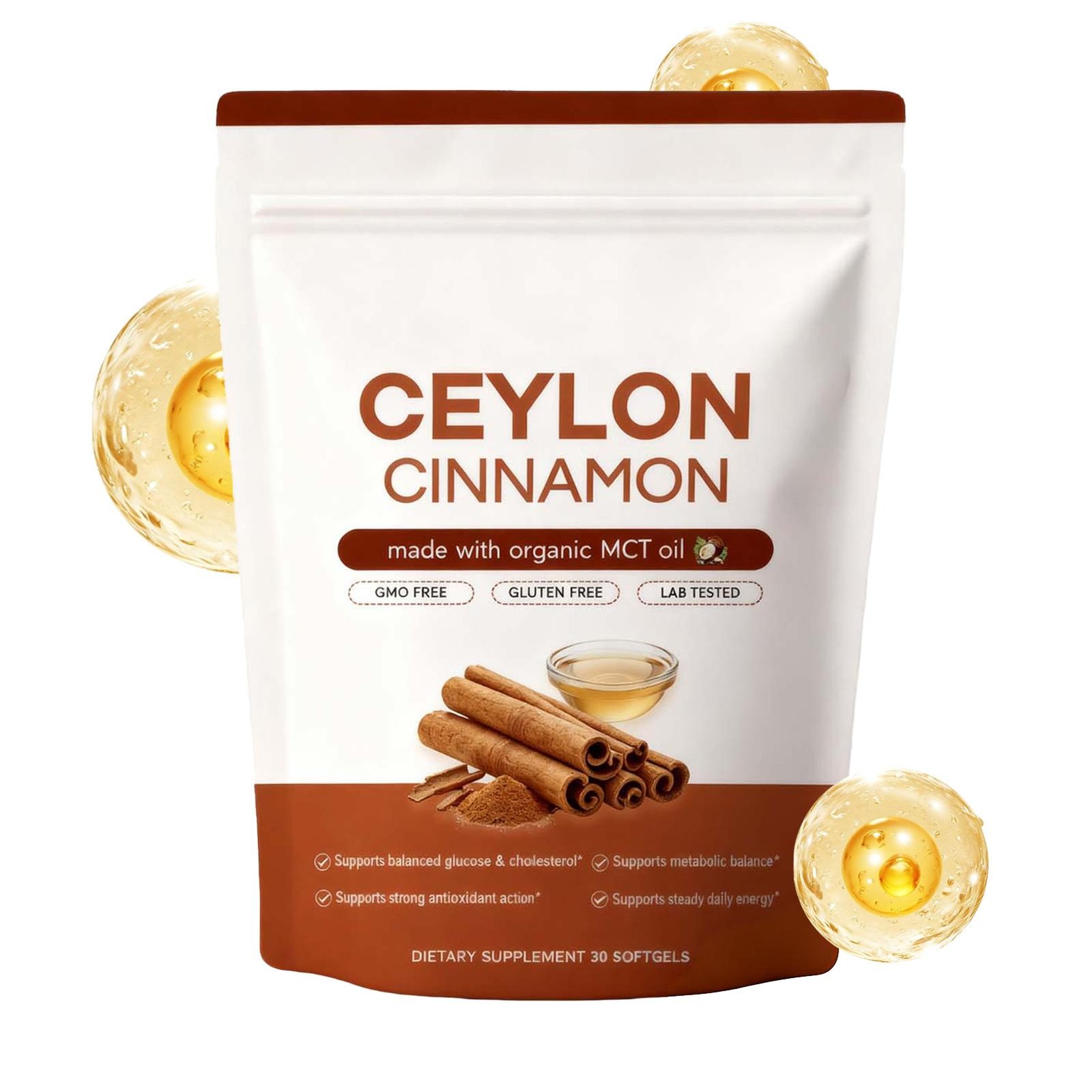 Ceylon Cinnamon Softgels, Ceylon Cinnamon Soft Gels 7200Mg Equivalent with Mct O
