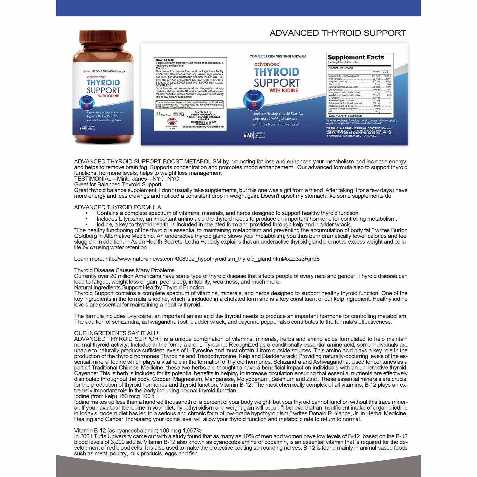 Thyroid Support Metabolism Support & Cholesterol Control Heart 660mg Supplement