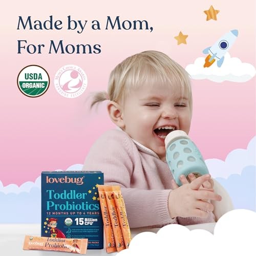 LOVEBUG Kids Probiotic Powder with Prebiotic Fiber 60 Pack (Pack of 1), Dust