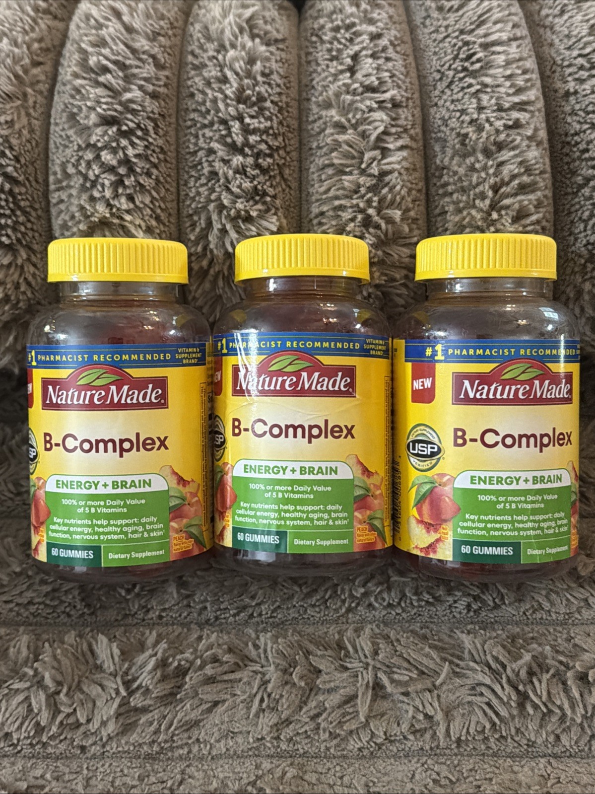 Nature Made Vitamin B Complex Gummies, 5 B Vitamins for 60 Count (Pack of 3)