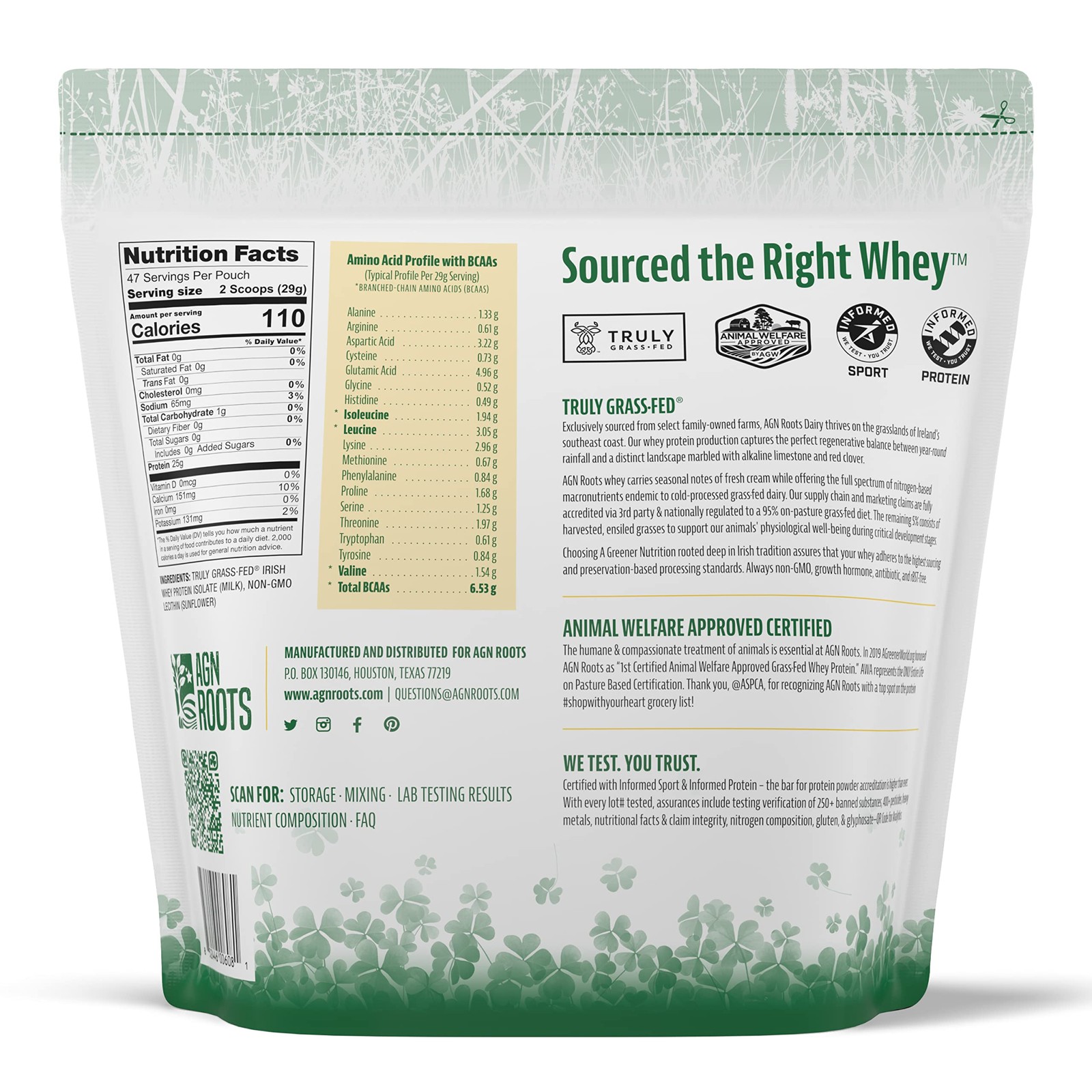 AGN Roots Grass Fed Whey Protein Powder Isolate – 3 Pound (Pack of 1), Cream