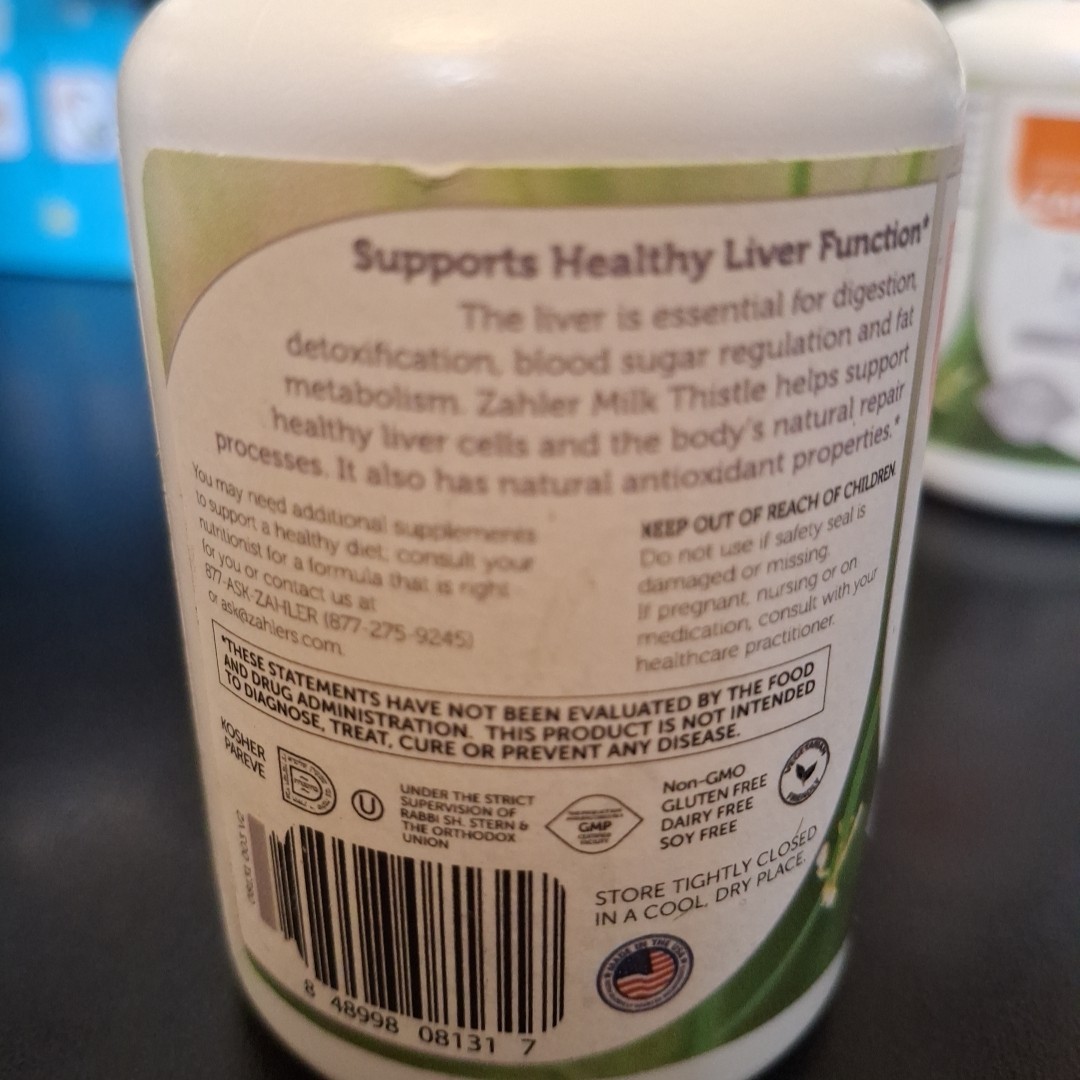 2 Bottles of Zahler Milk Thistle Vitamin Supplement 60 Capsules Per Bottle. New