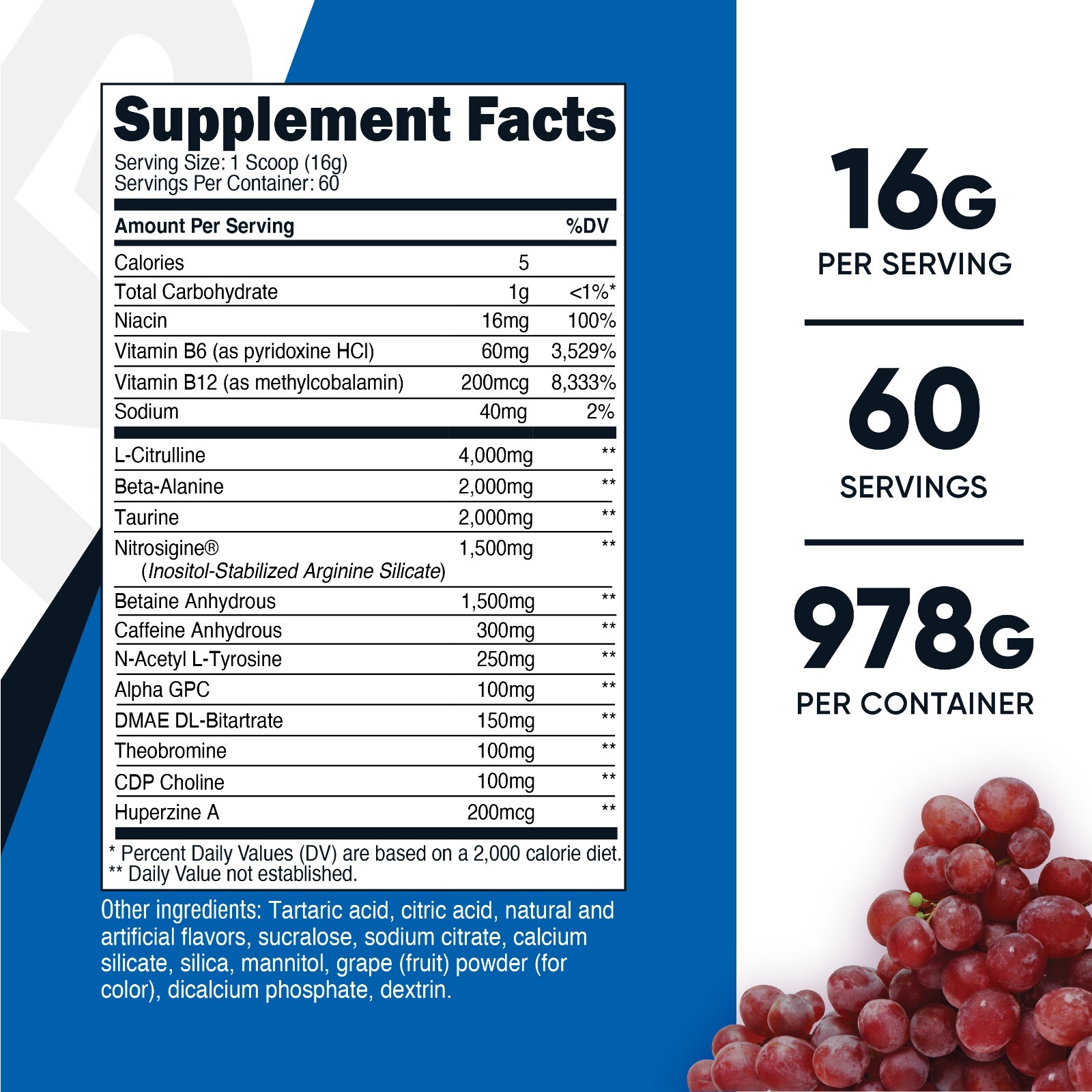 Nutricost Pre-X Xtreme Pre-Workout Complex (Grape) 60 Servings – Great Taste