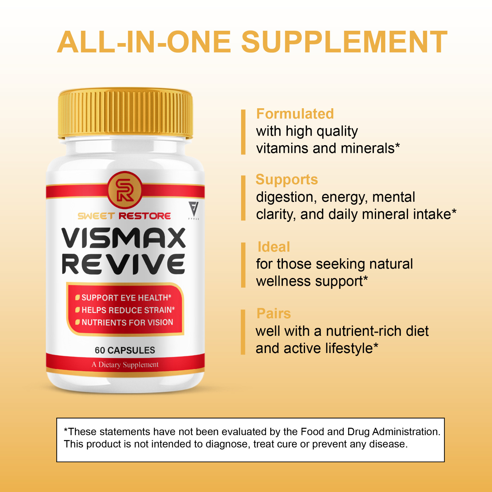 VisMax Revive Premium Vision & Eye Support Supplement (60 Capsules)