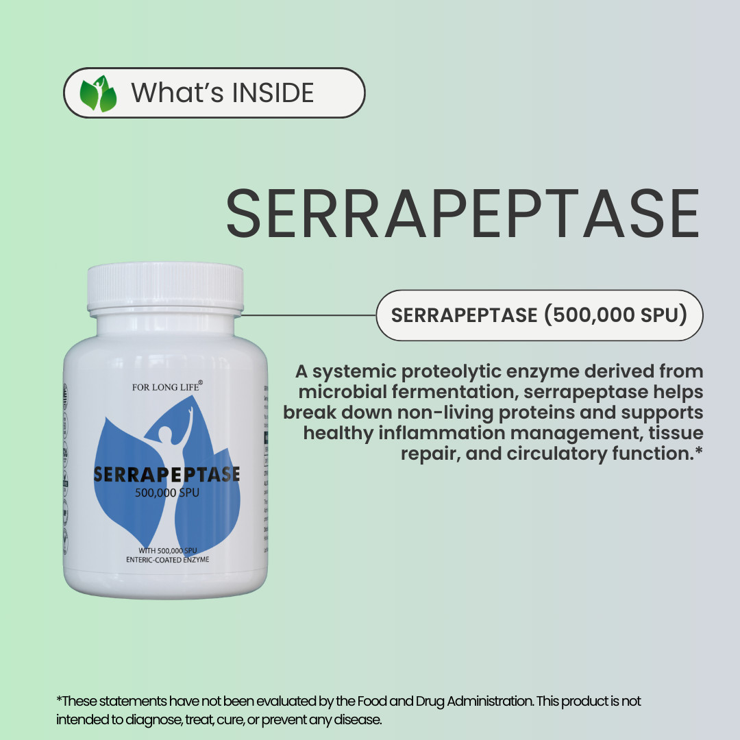 SERRAPEPTASE Enzyme 500,000 SPU ENTERICCOATED ANTIINFLAMMATORY – Pack of 2