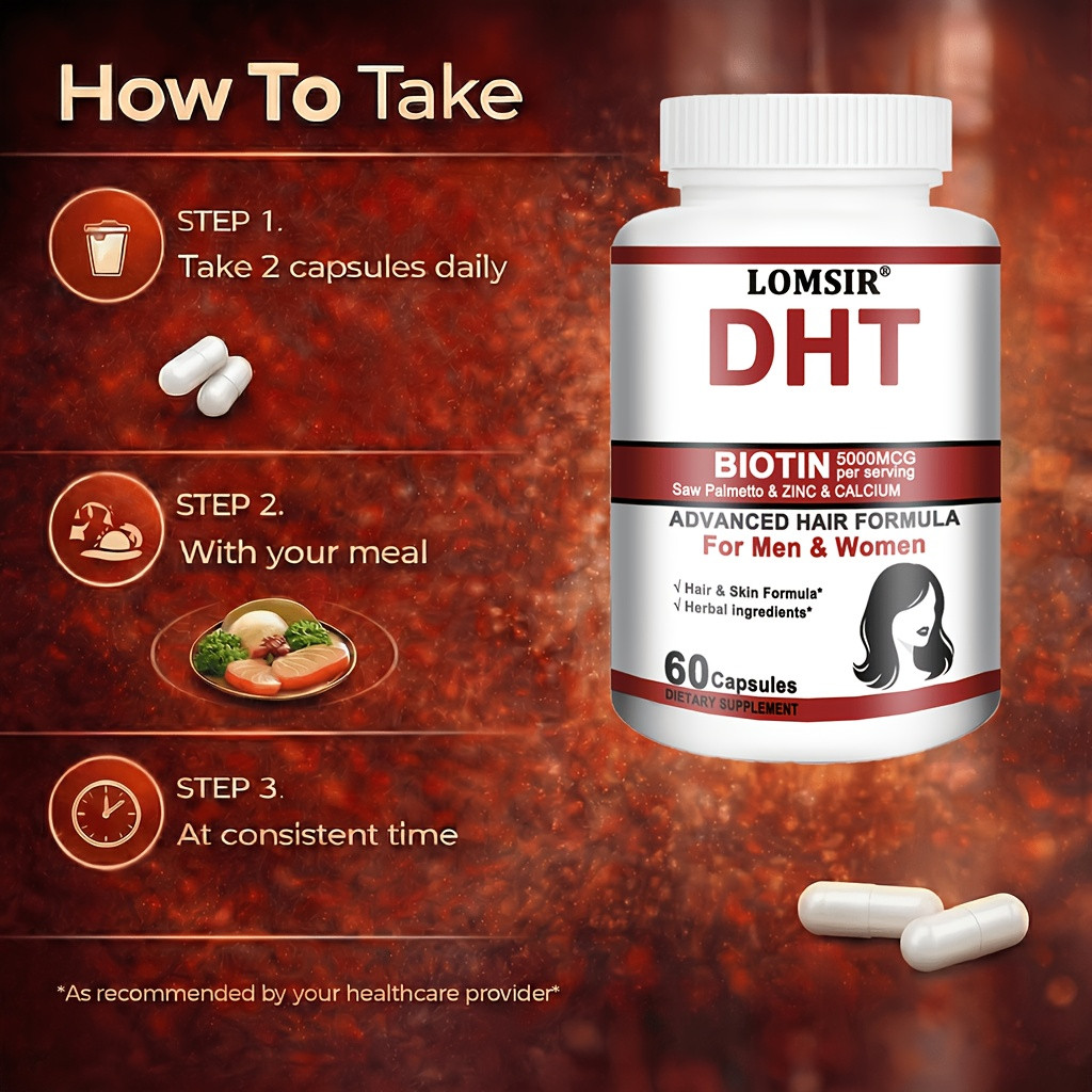DHT Blocker Supplement – 5000mcg Biotin Advanced Hair Vitamin – 60 Capsules