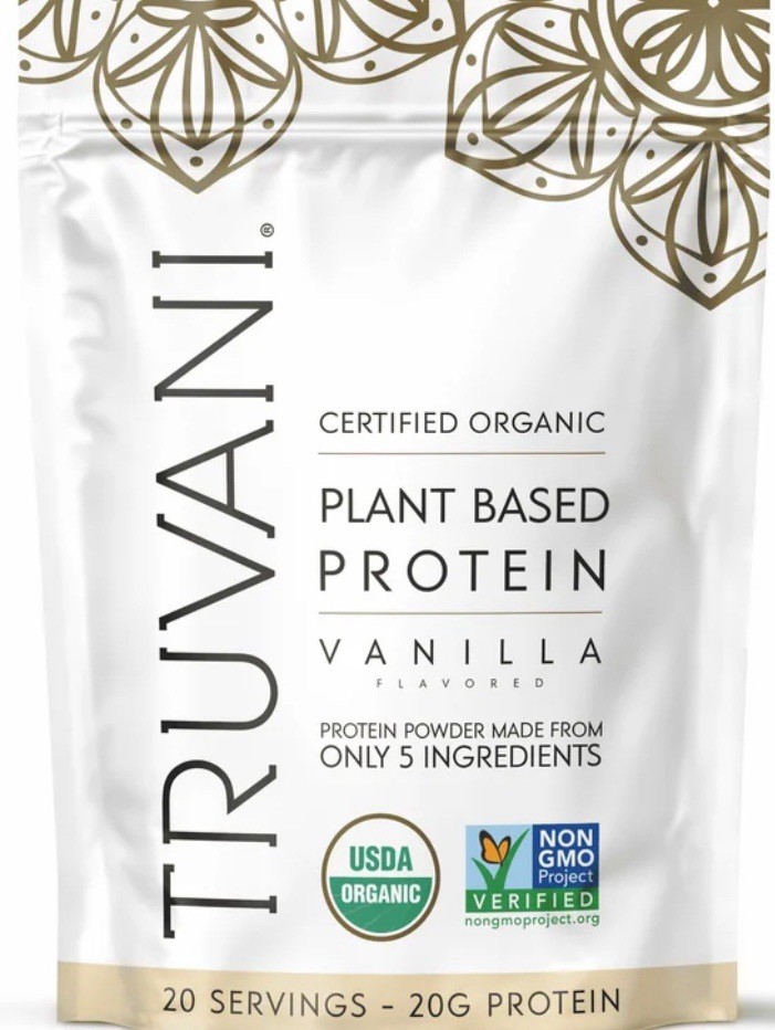 Truvani Certified Organic Non-GMO Plant-Based Protein Vanilla Powder 20 Servings