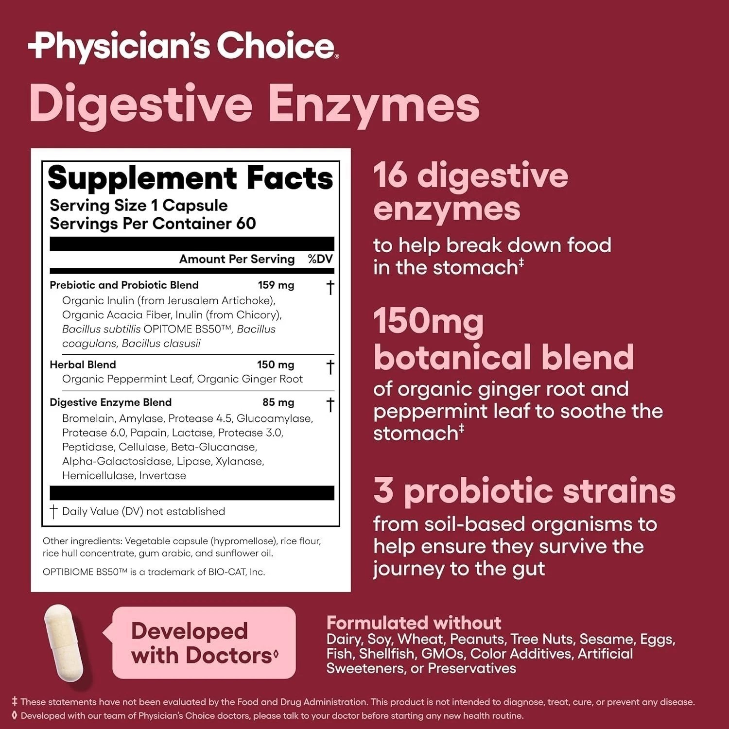 Improved 60 Choice Billion Probiotic & Digestive Enzymes Digestive Health HOT Ph