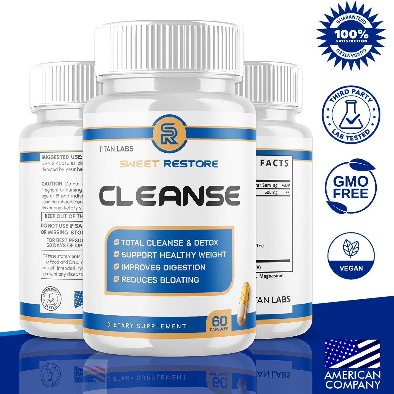 (3 Pack) Sweet Restore Cleanse Advanced Wellness Support Supplement 180 Capsules