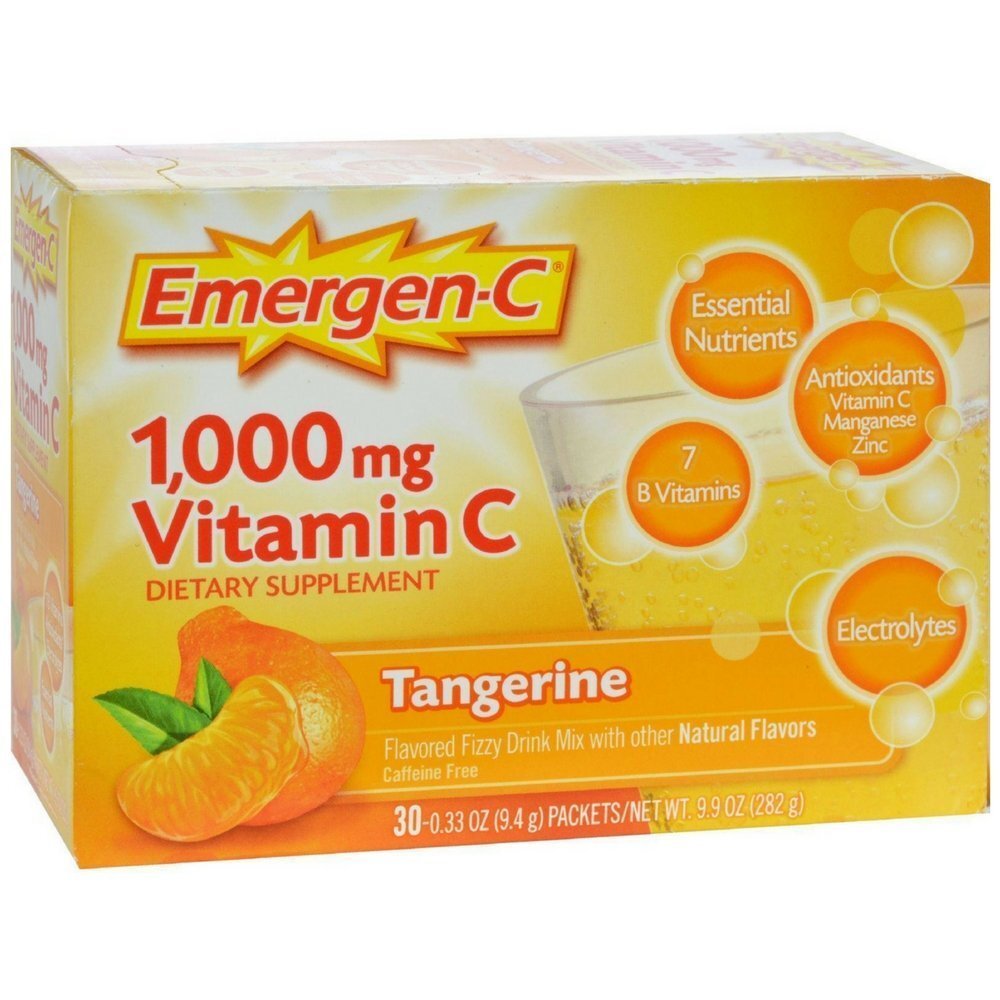 Emergen-C Vitamin C Tangerine Flavored Drink Mix 30 Packets, 0.33 oz (Pack of