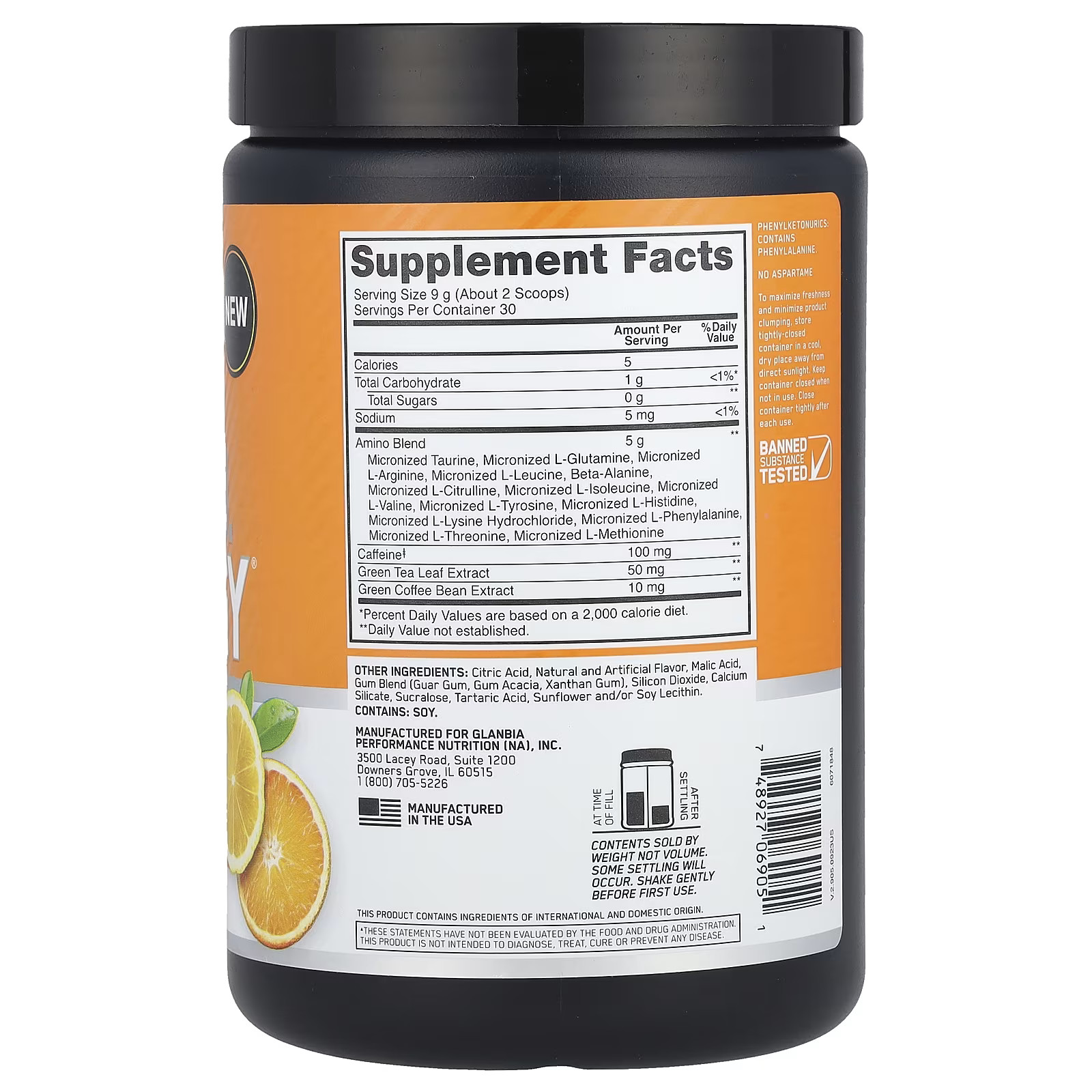 2 X Optimum Nutrition, Essential Amin.o. Energy, Citrus Spritz, 9.5 oz (270 g)