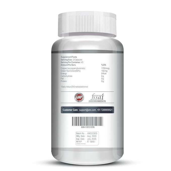 ANC Chelated Copper Gluconate – Support Connective Tissues –1700mcg – 90 Capsule