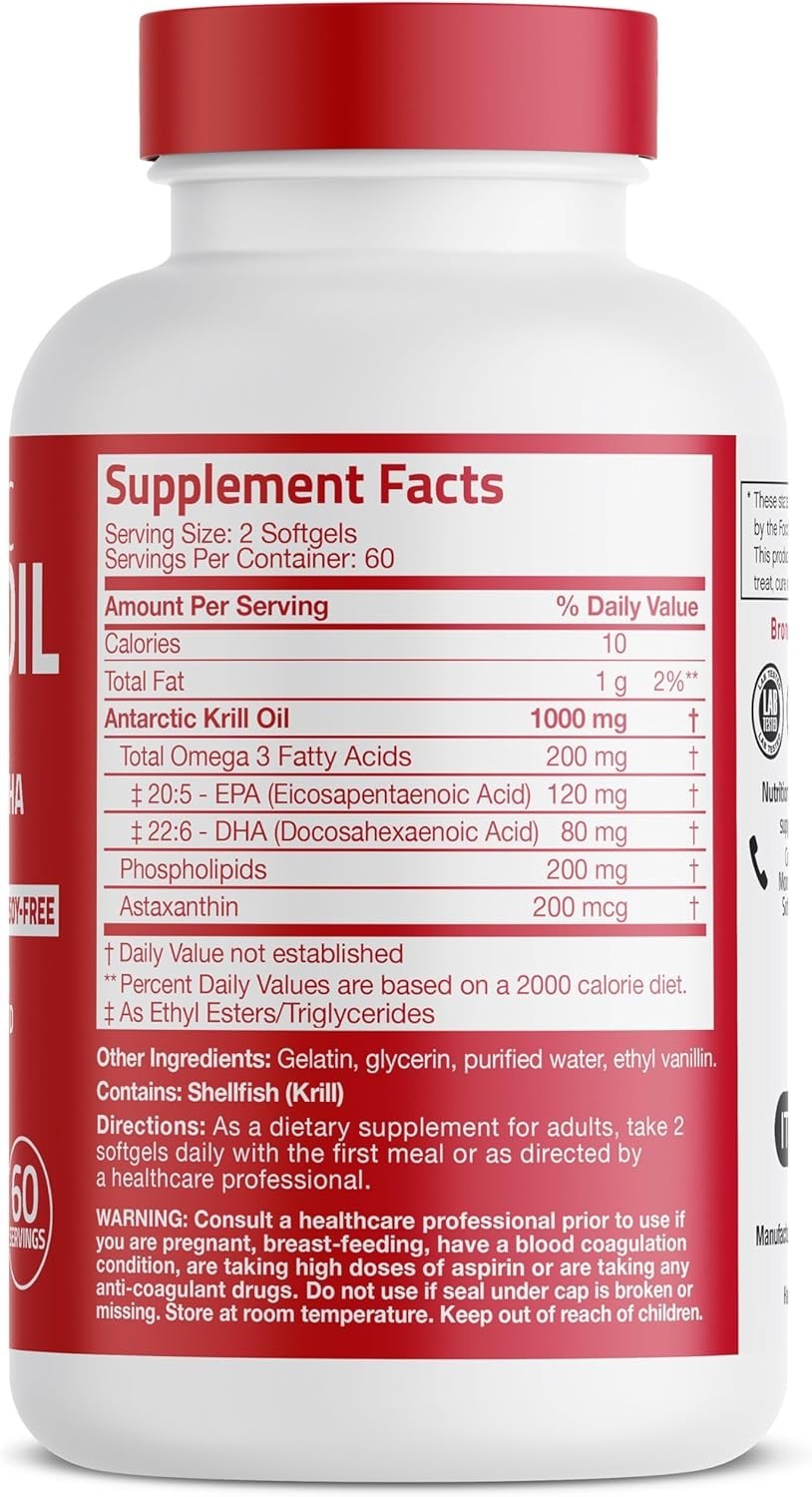 Antarctic Krill Oil 1000mg with Omega-3s EPA, DHA and Astaxanthin
