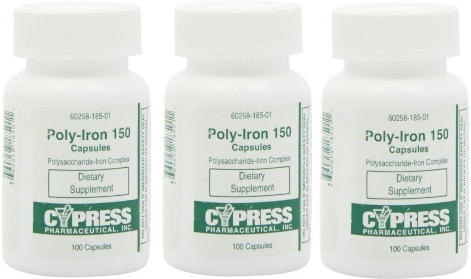 Cypress Poly-Iron 150 Polysaccharide-Iron Complex Supplement 100ct(3 Pack)