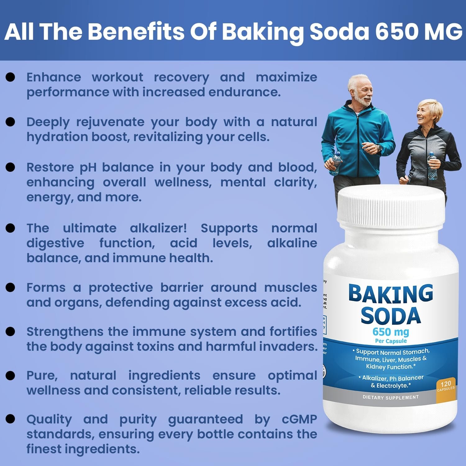 Natural Baking Soda Capsules Kidney Stomach Acid Sodium Bicarbonate Pills 650 mg