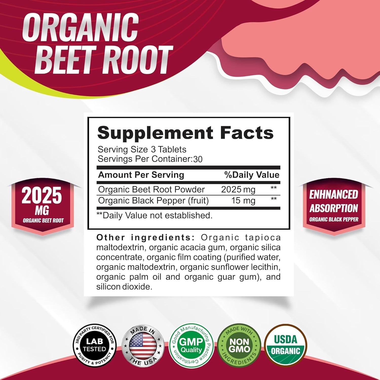 Toplux Organic Beet Root Powder Tablets – Natural Nitric Oxide Beets to Support
