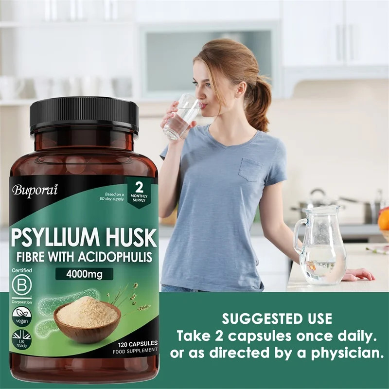 Psyllium Husk 4000mg 120pcs,Colon Cleanse,Supports Intestinal & Digestive Health