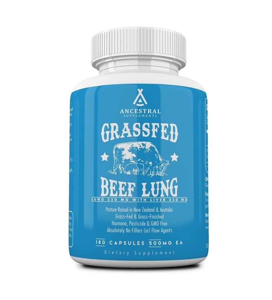 Ancestral Supplements Grass Fed Beef Lung with Liver 500mg 180 Capsules