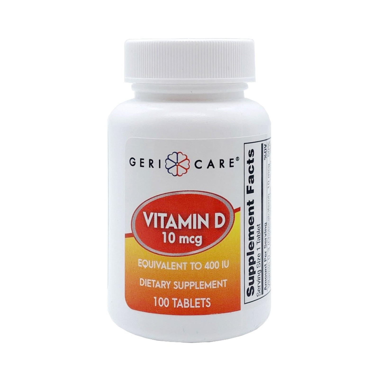 Geri-Care Vitamin D Tablet 400 IU 874-01-GCP 12 Bottles 100 per Bottle