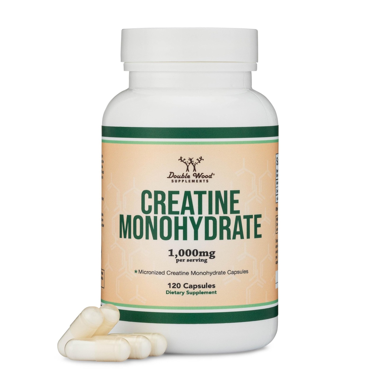 Creatine Monohydrate Capsules 1g Per Serving 120 Count Muscle Strength Support