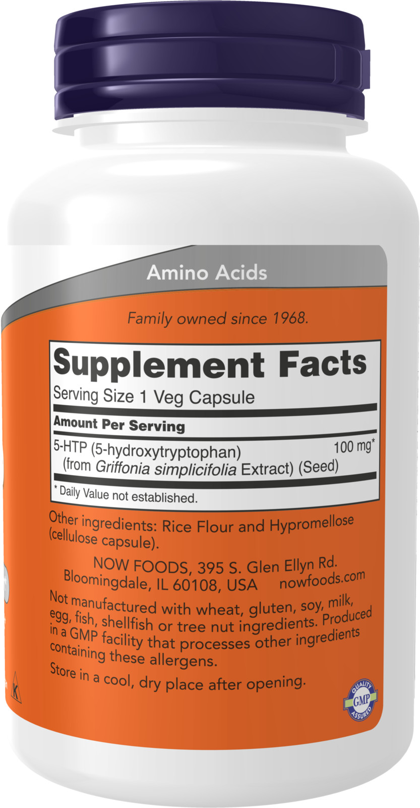 NOW Foods 5-HTP 100 mg Neurotransmitter Support Hydroxytryptophan 120 Cap 04/27