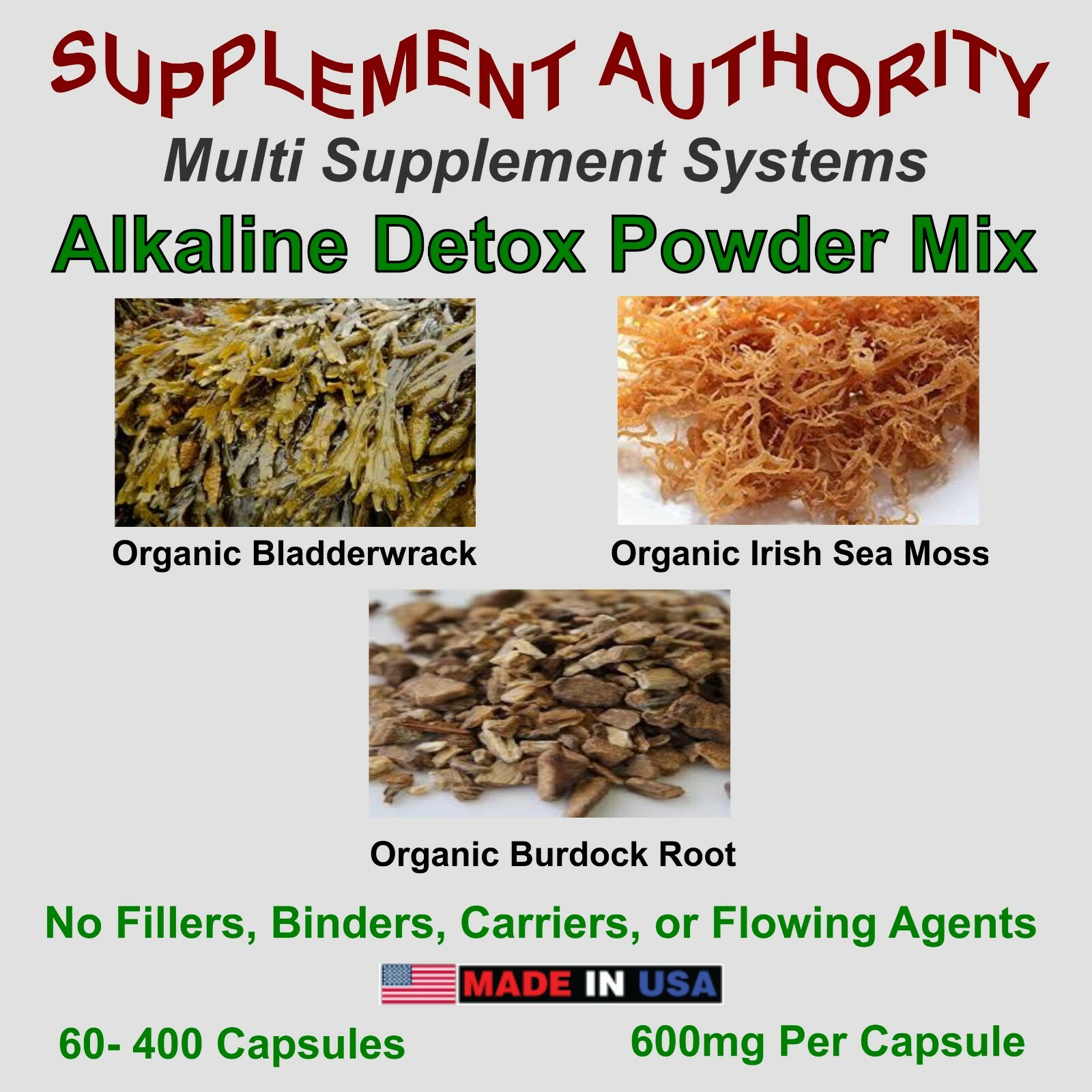 Irish Sea Moss – Bladderwrack – Burdock Root – Alkaline Detox Powder Mix -FRESH!
