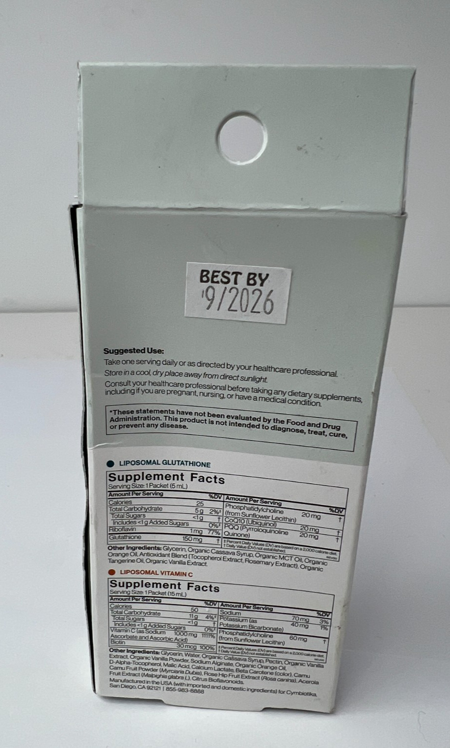 Cymbiotika Skin Health Duo Collagen Glutathione Vitamin C Gut Support 09/26