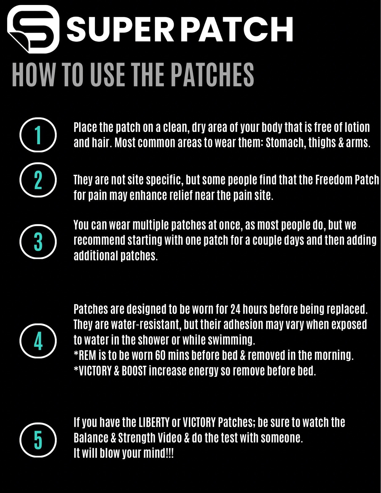The Super Patch Company- 5Day Trial Pack of FOCUS 5SINGLE PATCHES