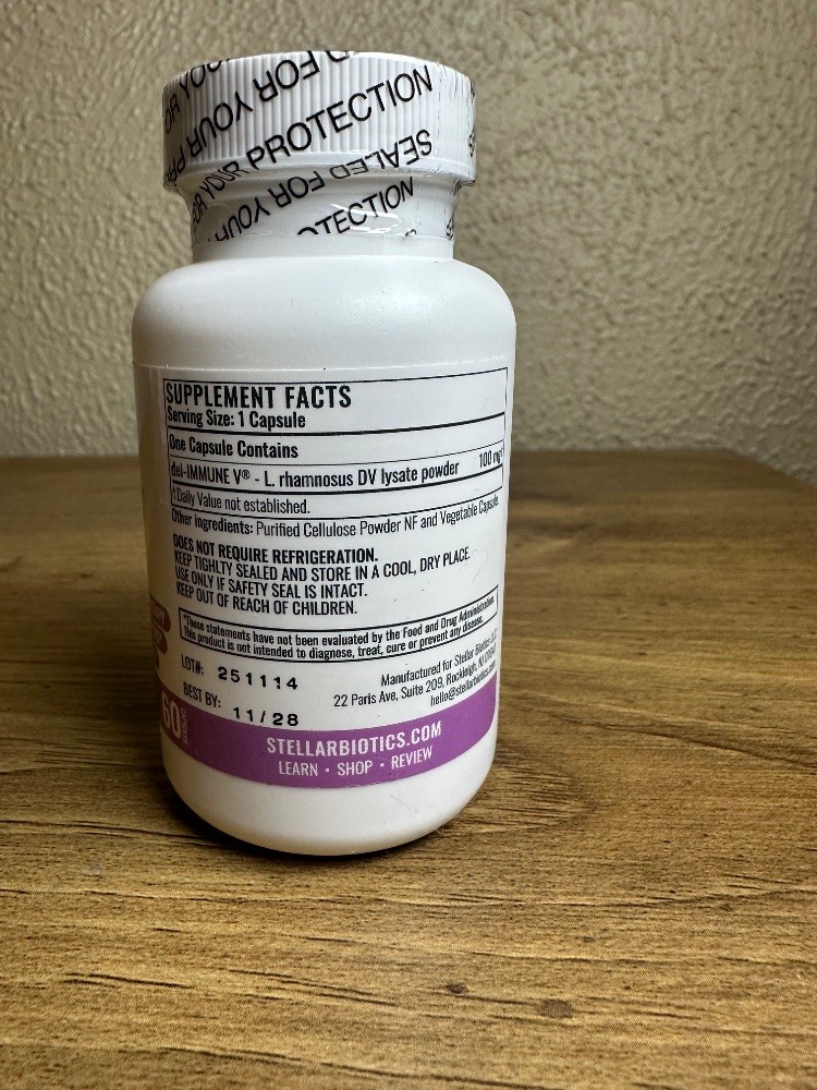 Stellar Biotics del-IMMUNE V Defense Metabiotic Supplement 60 Capsules Exp 11/28