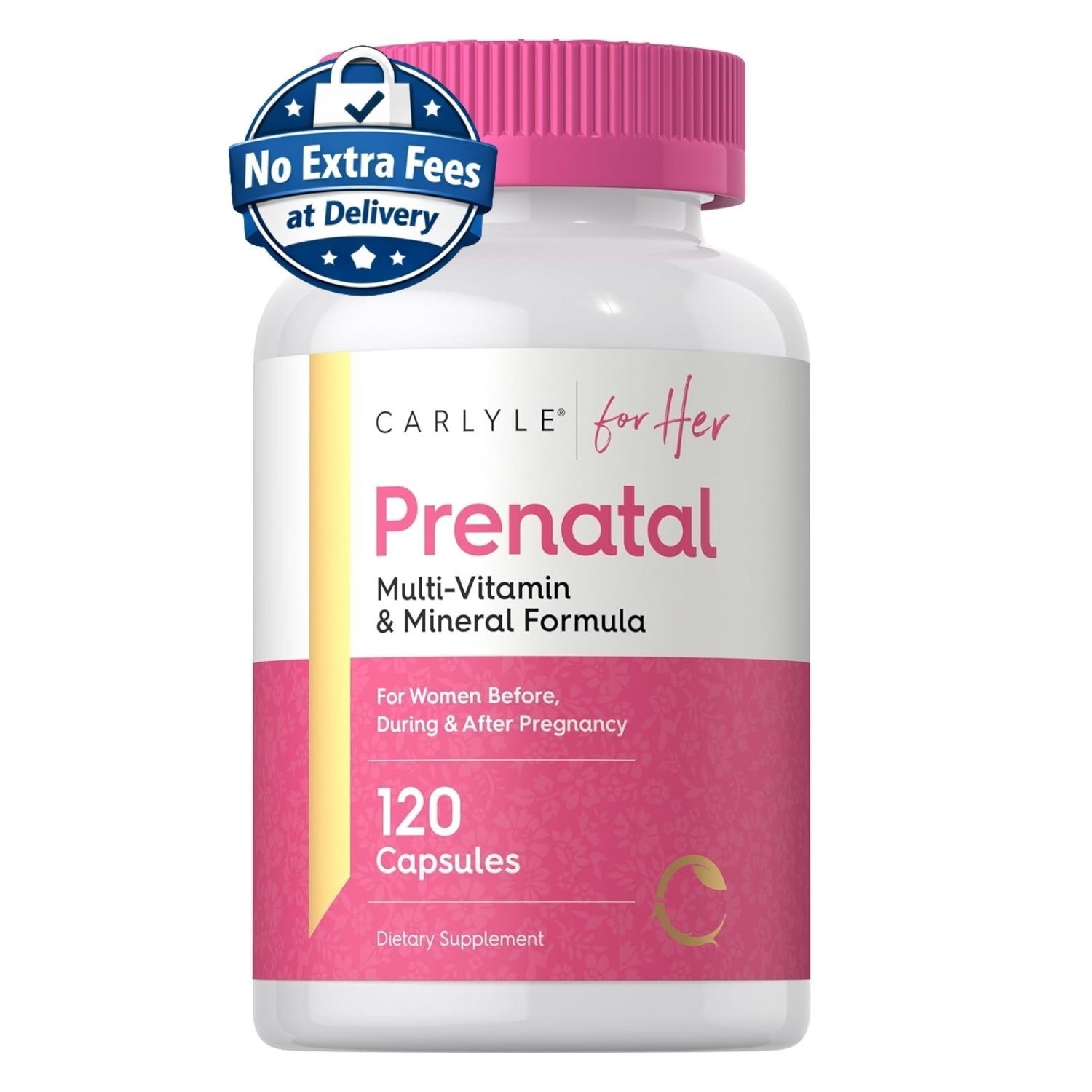 Multivitamínico y Minerales Prenatales con Ácido Fólico 120 Cápsulas