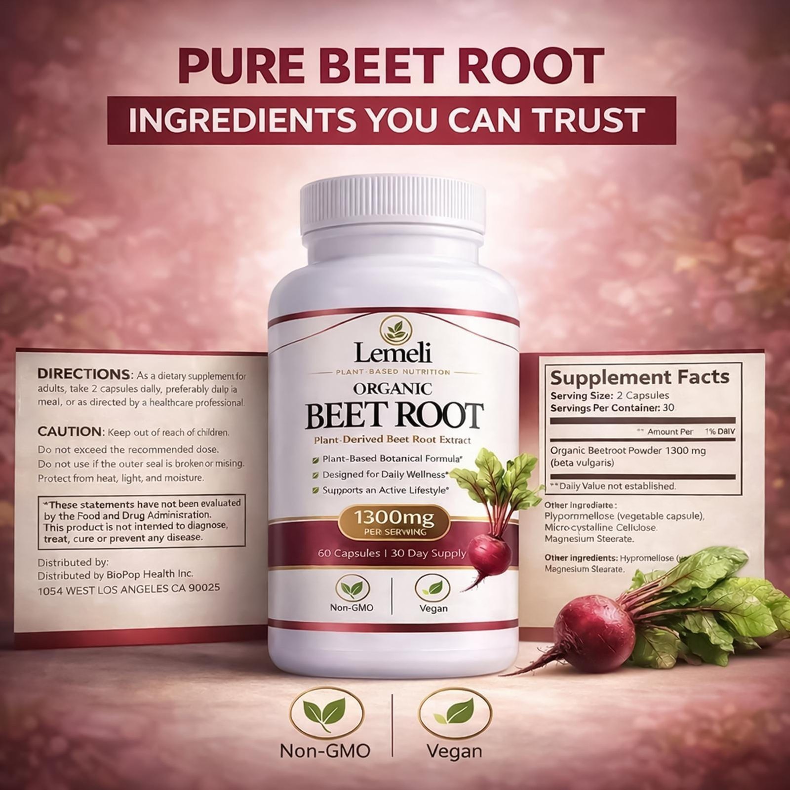 Lemeli Beetroot Plant-Based Daily Wellness Supplement – Antioxidant Blend 1-3x