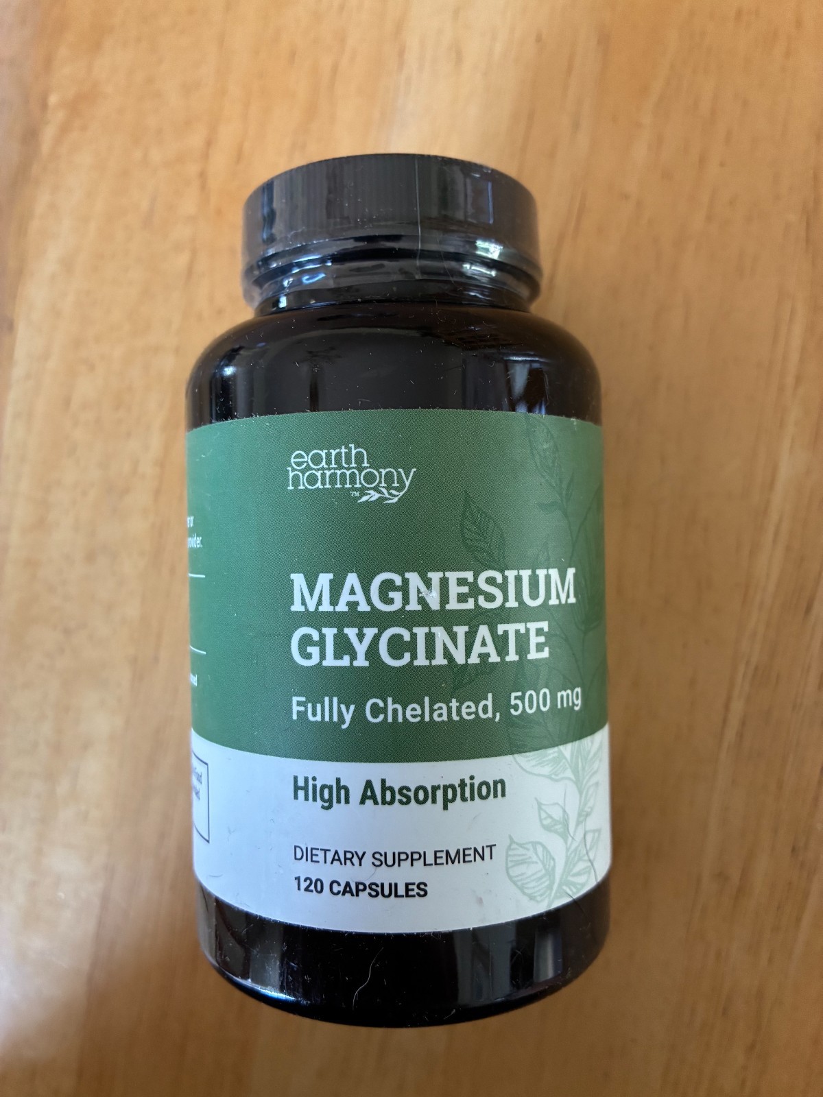 Earth Harmony Magnesium Glycinate Fully Chelated 500mg, 120 capsules