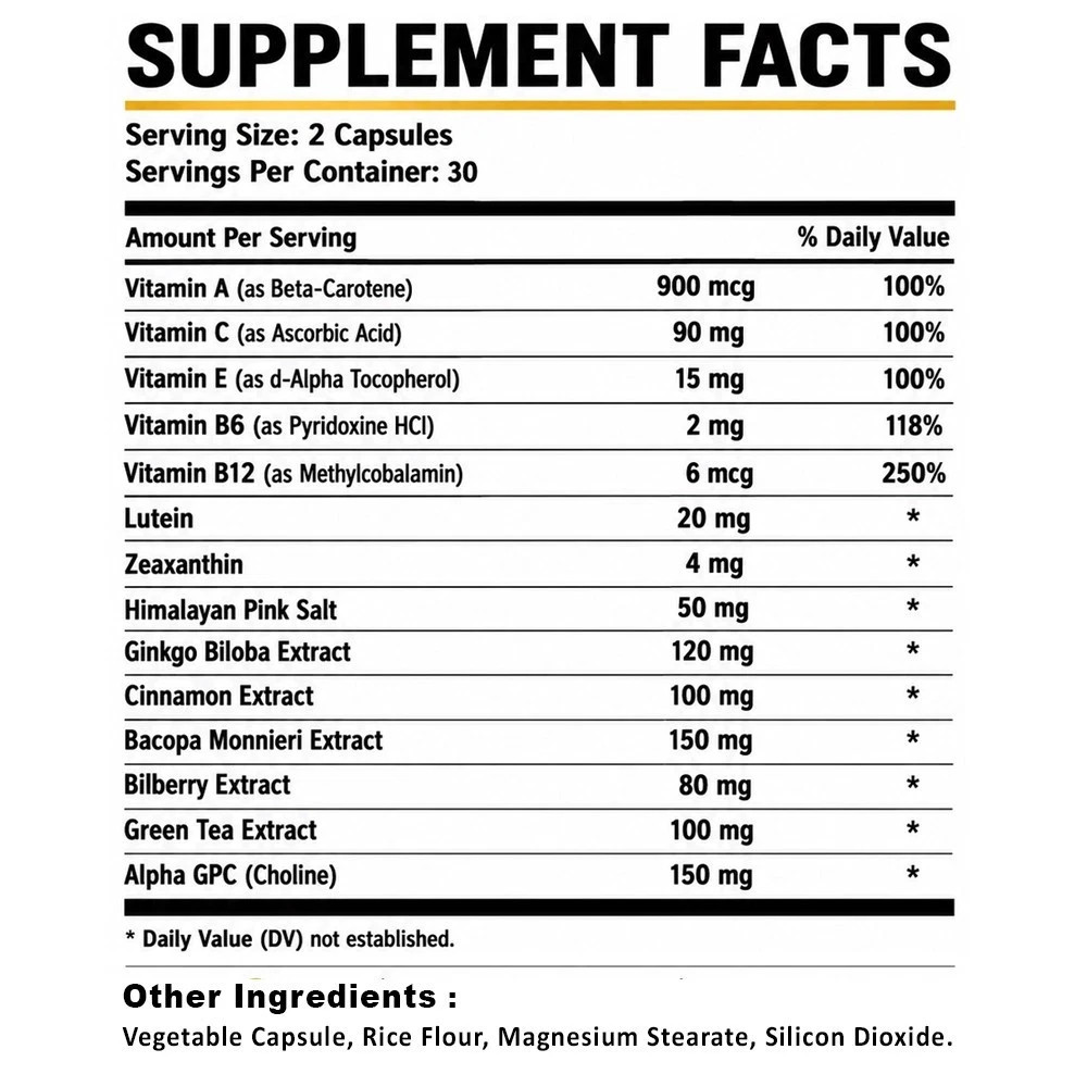 Brain Support Nootropic Supplement Cognitive Support, Improves Memory ( 3 Pack )