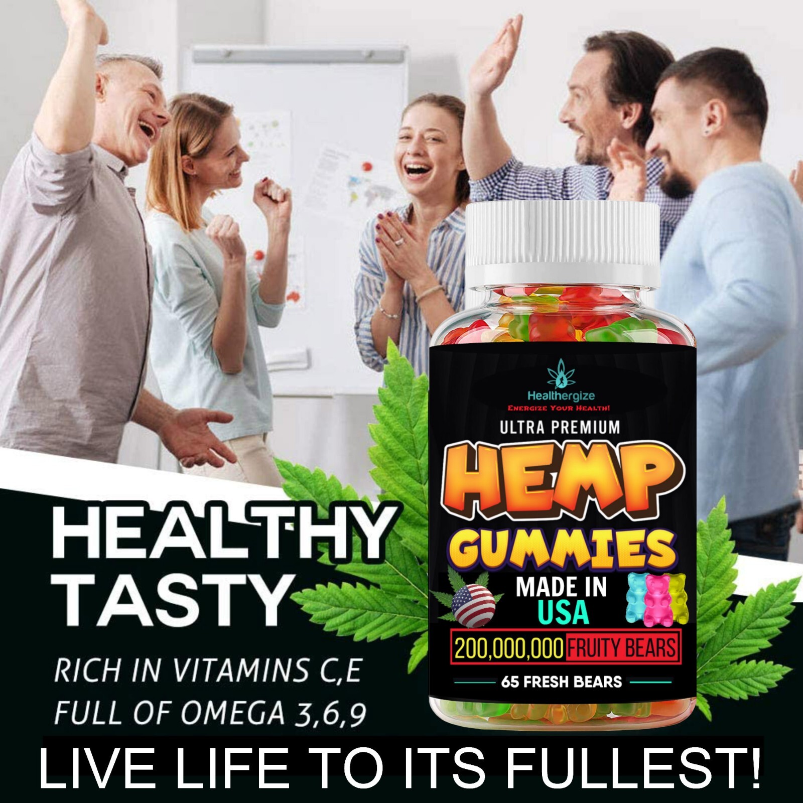Natural Gummy Bears-Bedtime, Sleep, Stress, Anxiety, Pain, Muscle, Relax-US MADE