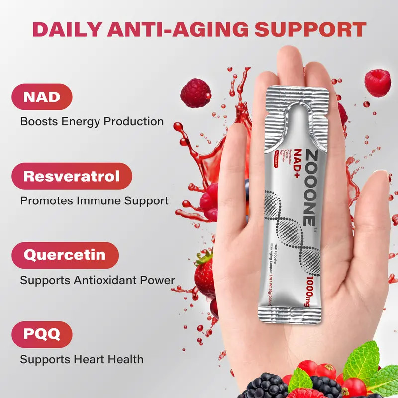 ZOOONE NAD+ Drink Mix 1000mg – Skin, Energy & Focus Support – Berry – 30 Pack
