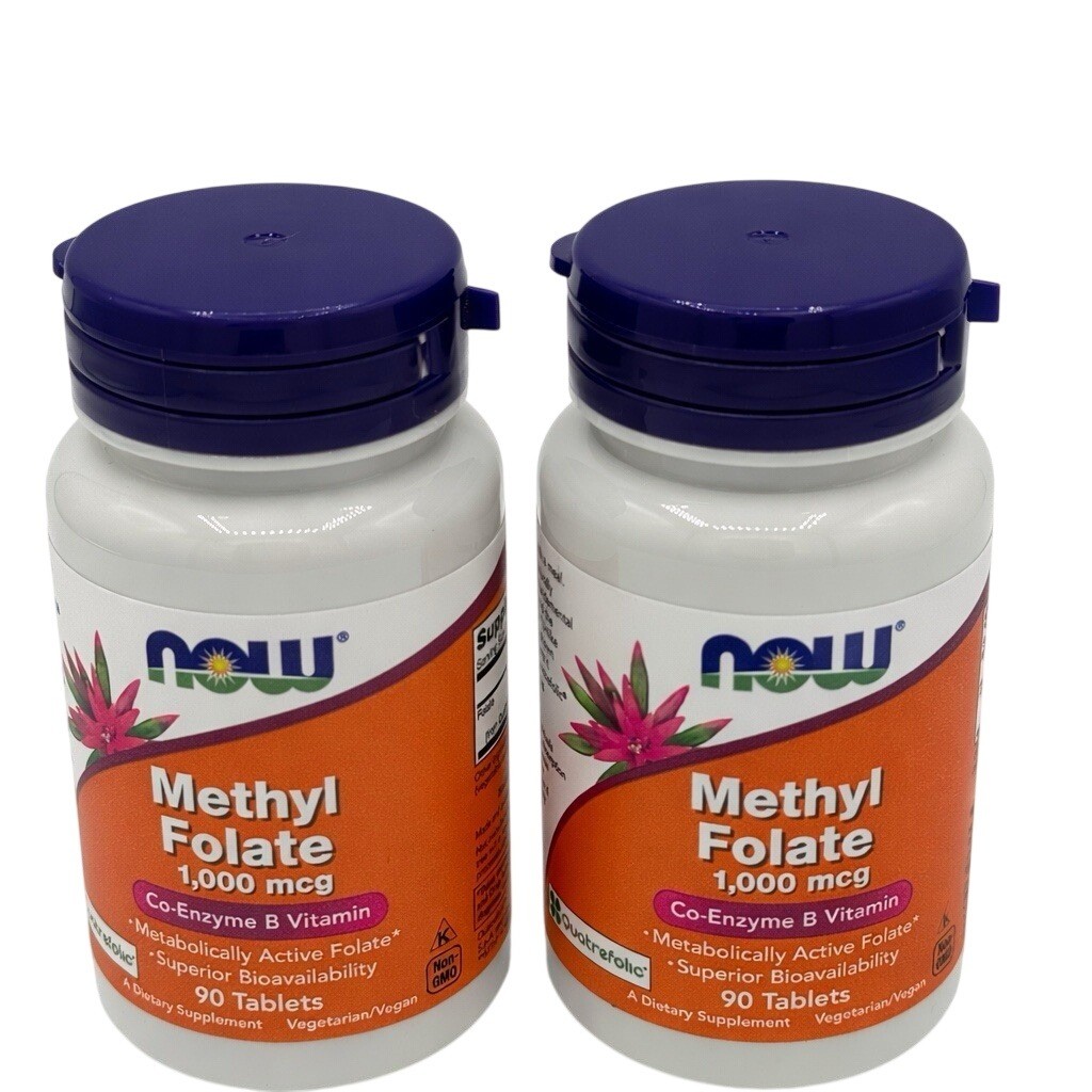 2 Pack-NOW FOODS Methyl Folate 1000 mcg 90 Tablets Each Exp 6/2026 (180 Total)