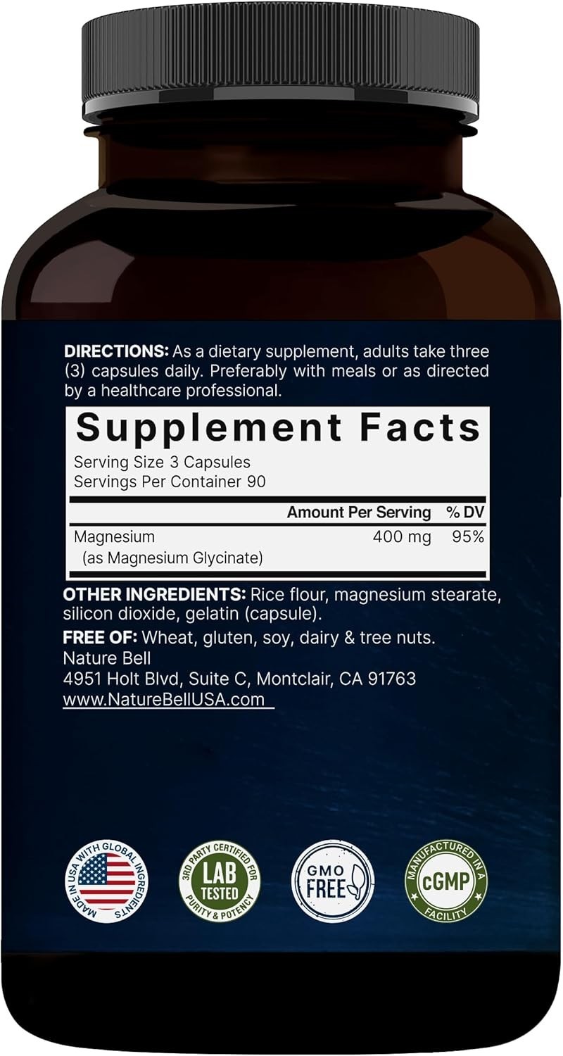 Glicinato De Magnesio De Maxima Potencia 400 Mg 270 Capsulas– 100% Chelated Max