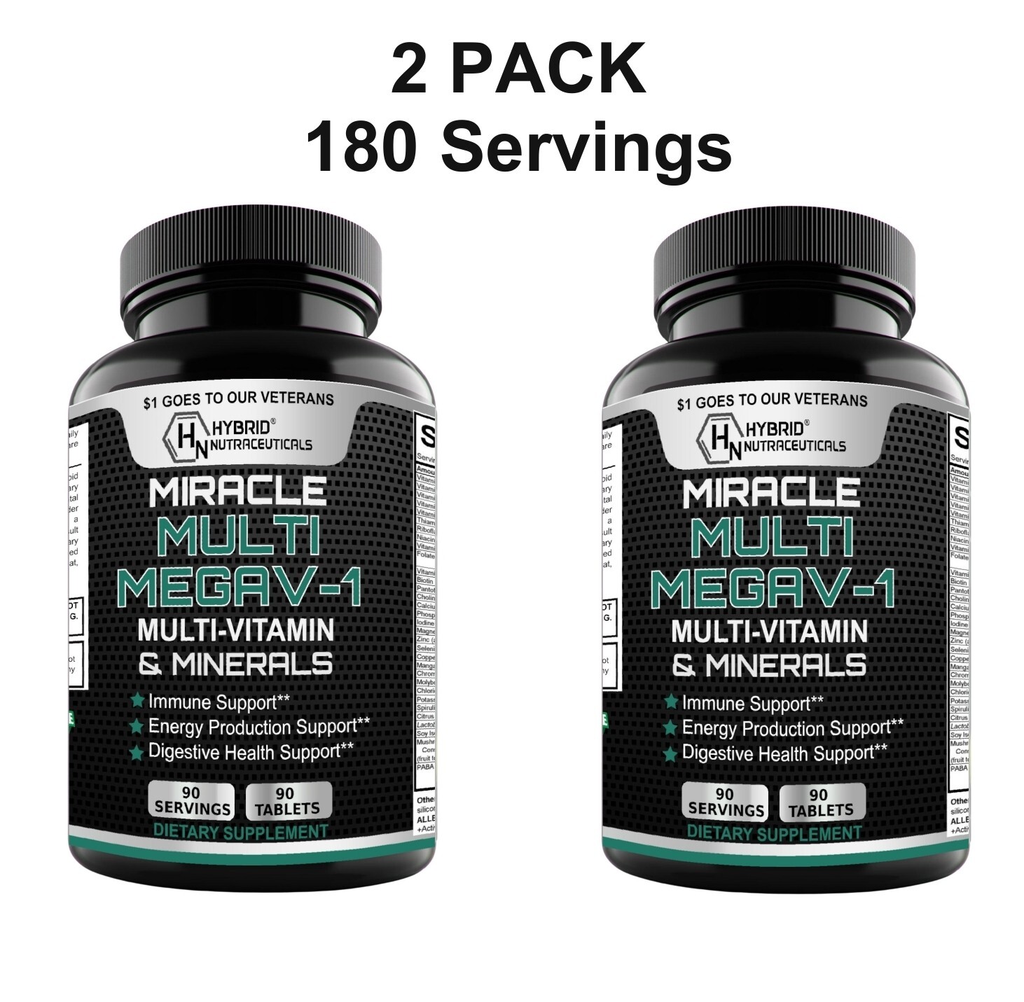 MEGAV-1 Multivitamin Tablets – Daily Vitamin Minerals with Probiotics – 2 Pack