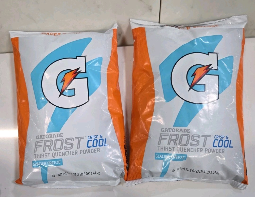 2 X Gatorade Glacier Freeze Instant Powder Drink Mix 102 oz Yields 12 Gallons
